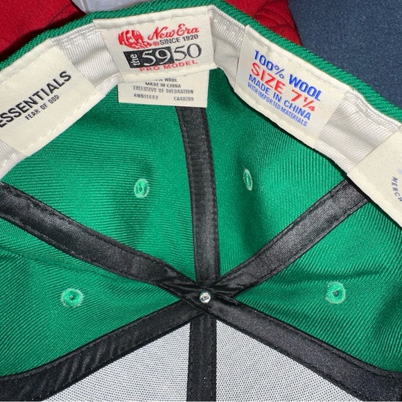 Fear of God Essentials Hat 59FIFTY Fitted New Era Cap Kelly Green Many sizes New - Picture 5 of 9
